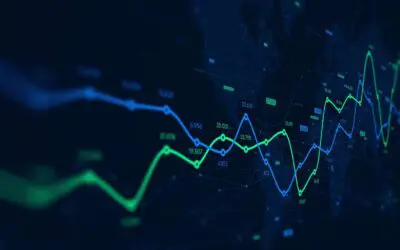 Digital analytics data visualization, financial schedule, monitor screen in perspective for presentations