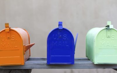 Trio of Colorful Rural Mailboxes
