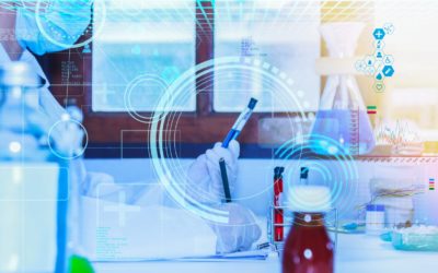 Scientist with laboratory background and concept.