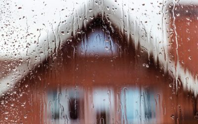 View from the window of a private house in rainy weather