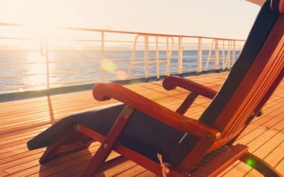 Deck chair on a cruise ship on the promenade deck