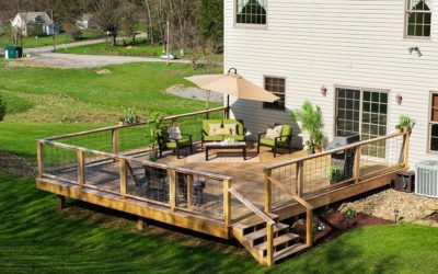 Backyard with wood deck