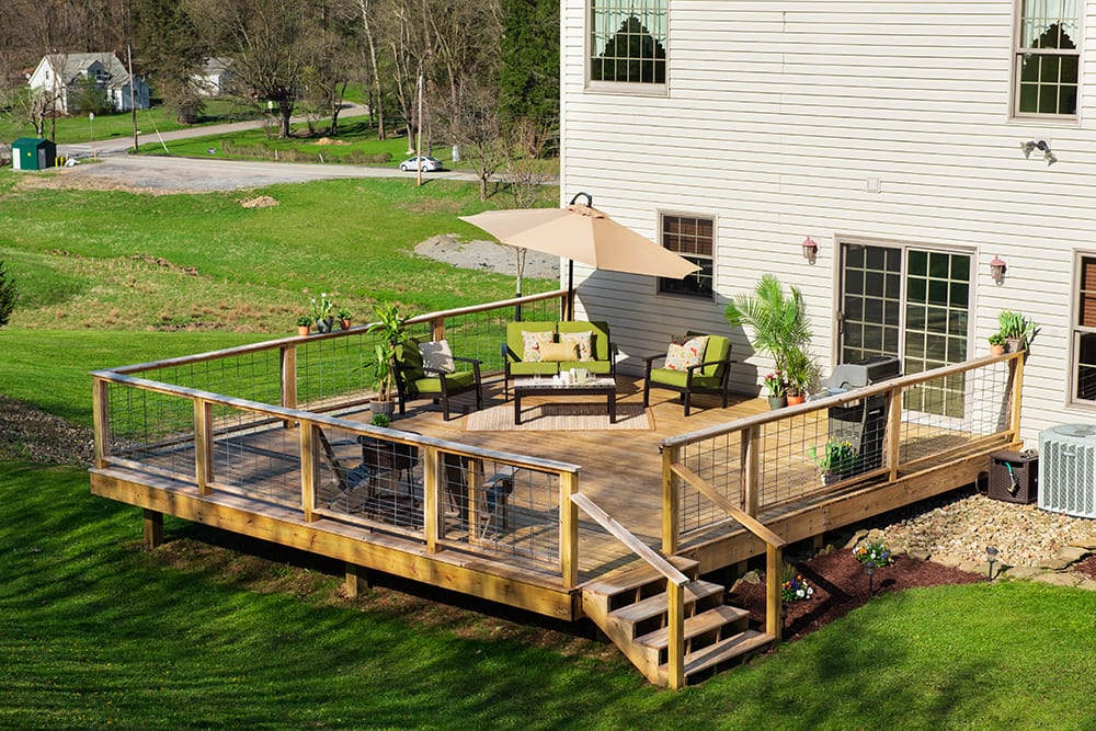 Backyard with wood deck