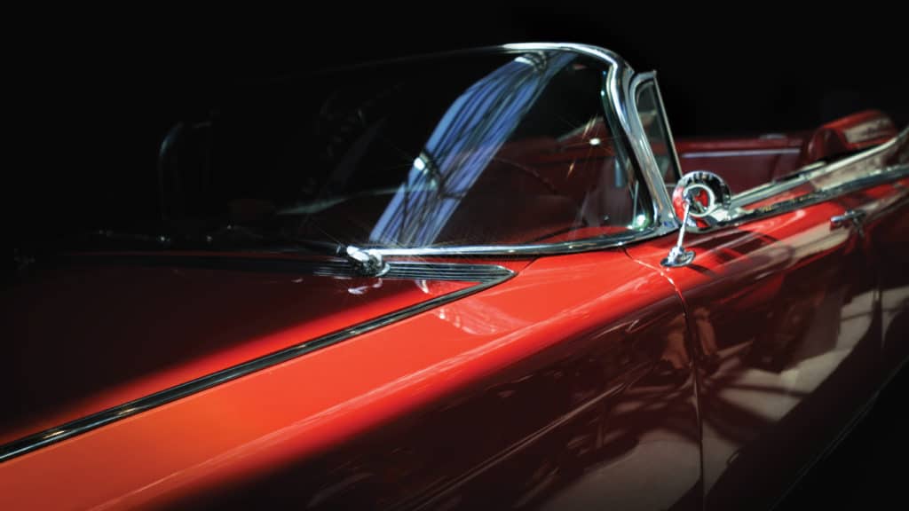 Close-up view of the old restored classic car.