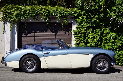 Zagreb, Croatia - September 10, 2011: Side view of a beautiful british Austin-Healey 3000 oldtimer car in great condition.