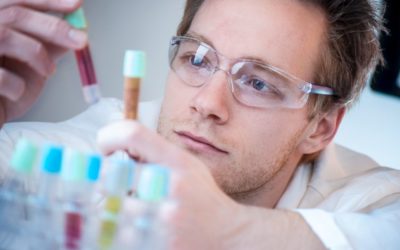 Scientist Comparing Results in his laboratory