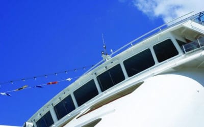 Ship's Bridge close up against blue sky