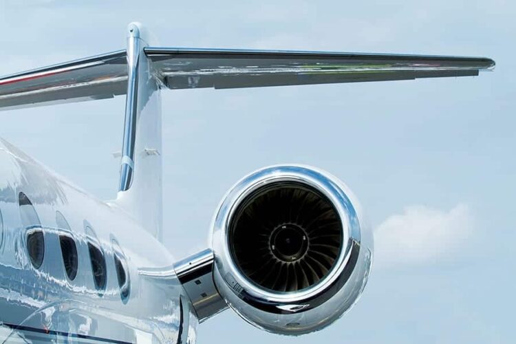 up close detail of business jet