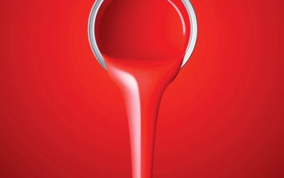 Pouring red paint