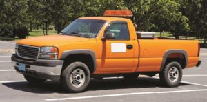 orange utility truck