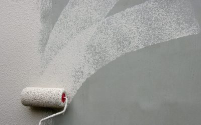 Hand painting a wall with a paint roller