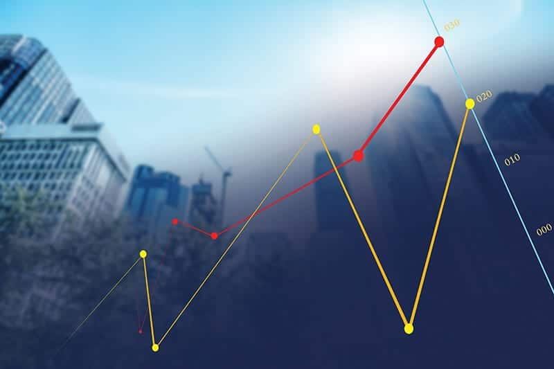 Chart with data on screen