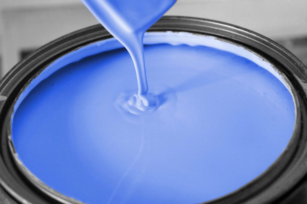 bucket of blue paint