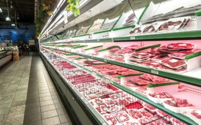 a Super market meat section aisle