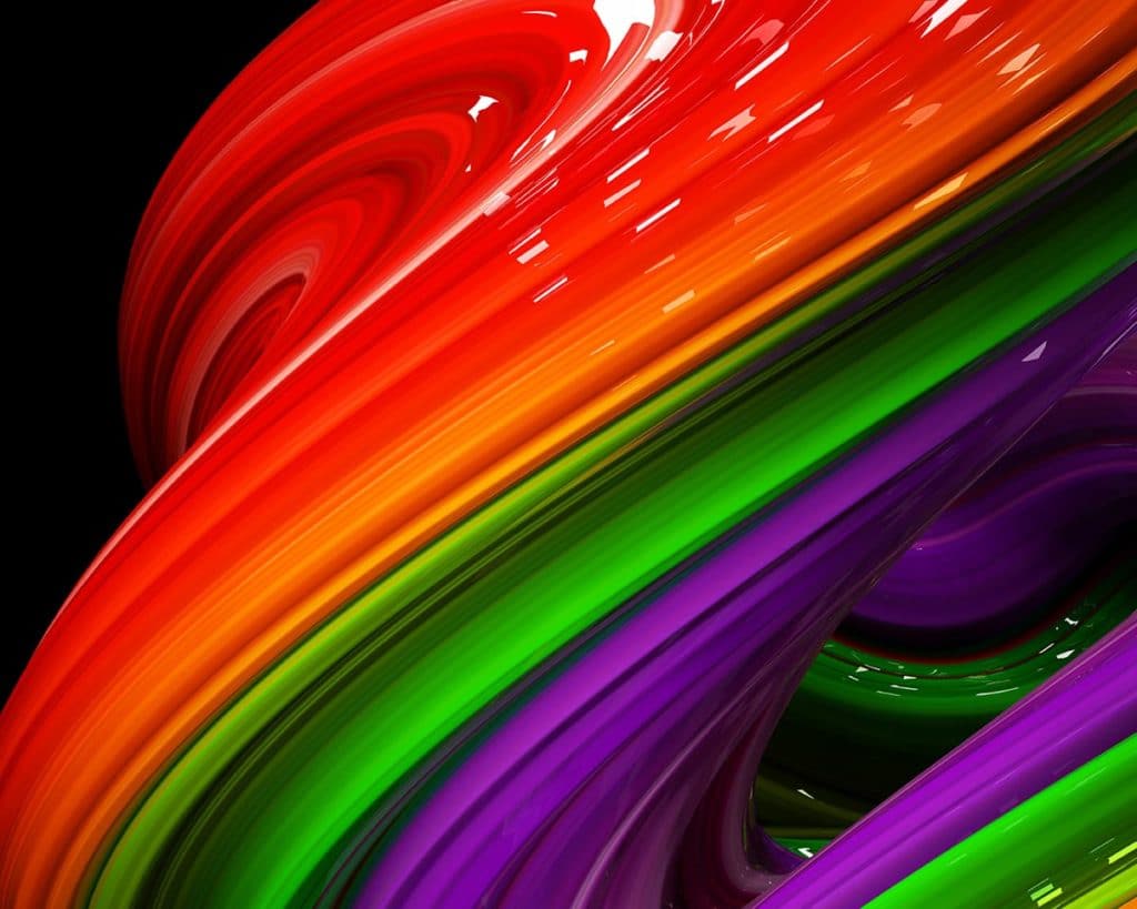 3d Illustration Rainbow of colors abstract colorful on black background.