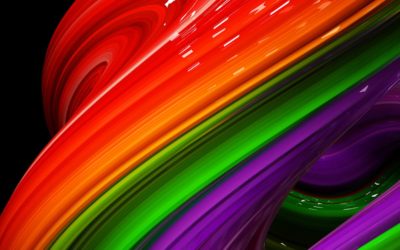 3d Illustration Rainbow of colors abstract colorful on black background.