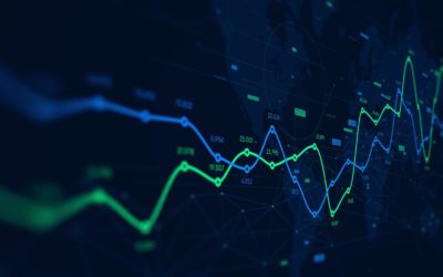 Digital analytics data visualization, financial schedule, monitor screen in perspective for presentations