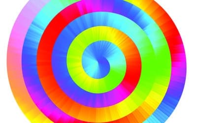 Colorful vector rainbow spiral. RGB. Eps8. Global colors. One line gradient