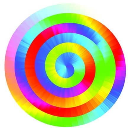 Colorful vector rainbow spiral. RGB. Eps8. Global colors. One line gradient