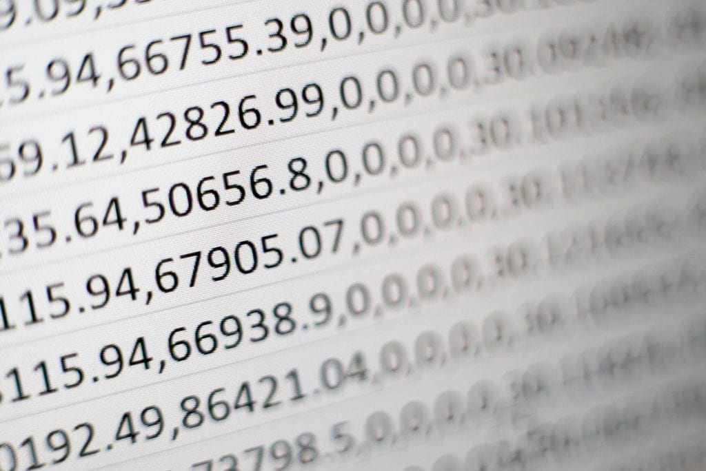 Sheet full of numbers