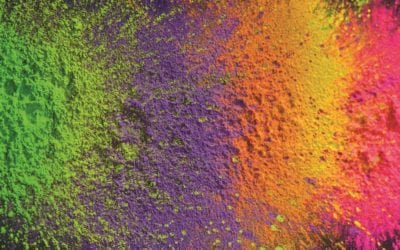 Several bright colors of dry holi paint