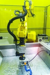 robot arm polishing the mobile phone