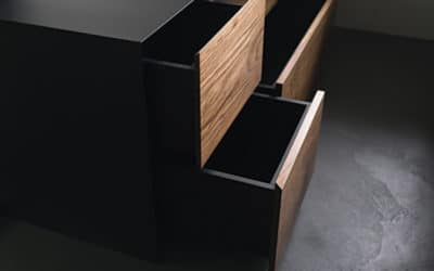 Bureau drawers with powder coating