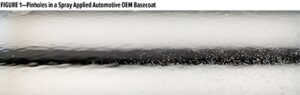 cured surface of a black, solvent-based, automotive OEM basecoat