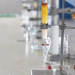 Column chromatography chemistry in the lab for education.