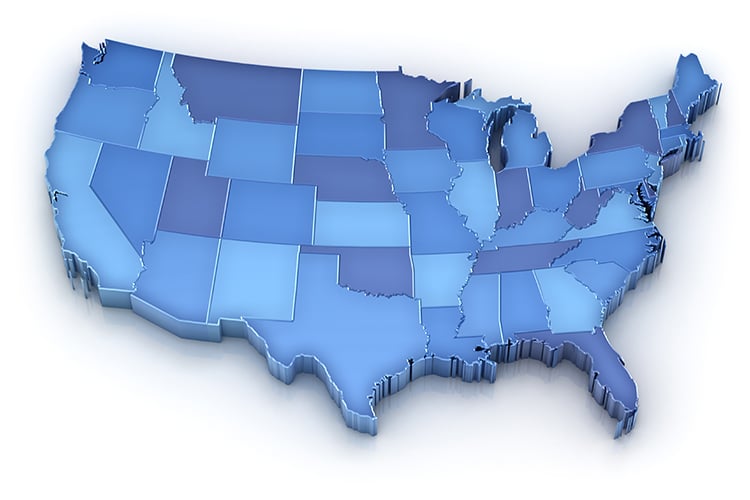 3D map of USA