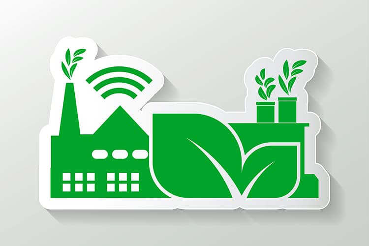 clean energy concept depicting a factory