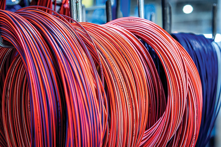 Colored telecommunications cables and wires