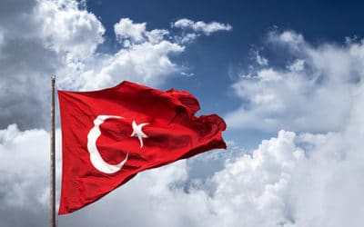 Turkish flag, clouds and blue sky