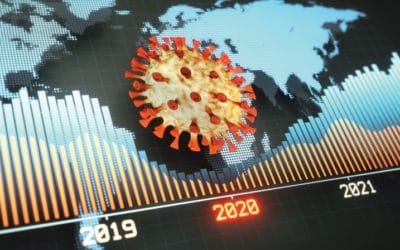 Photo of dates and a concept of a virus to represent COVID-19