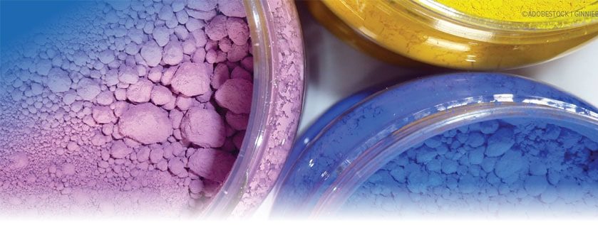 jars of powder pigments