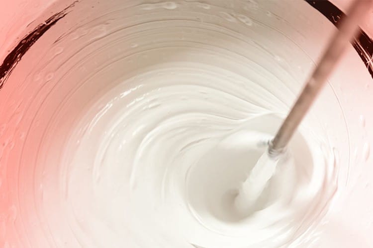 mixing pink and white paint