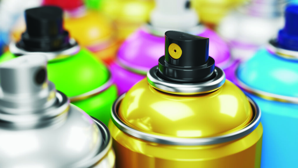 Spray paint cans.