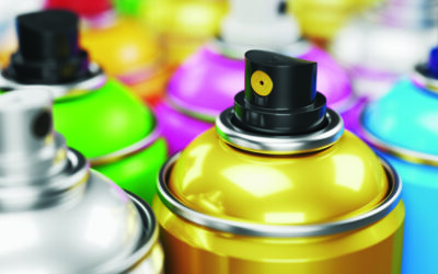 Spray paint cans.