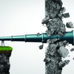Telescope breaking through concrete.