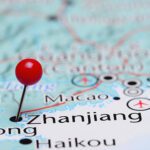 map showing Zhanjiang, china with red pushpin