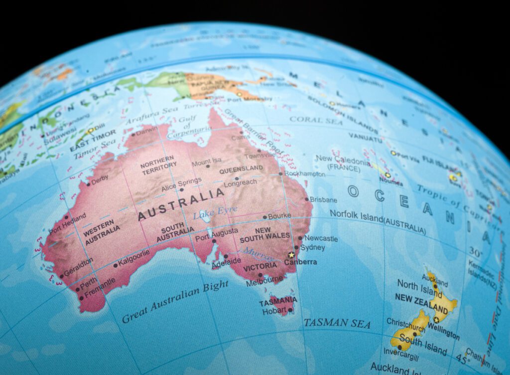 Globe featuring Australia and New Zealand