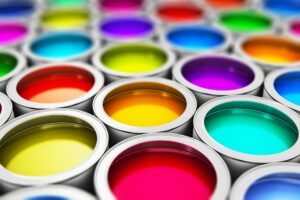 Collection of paint cans with the