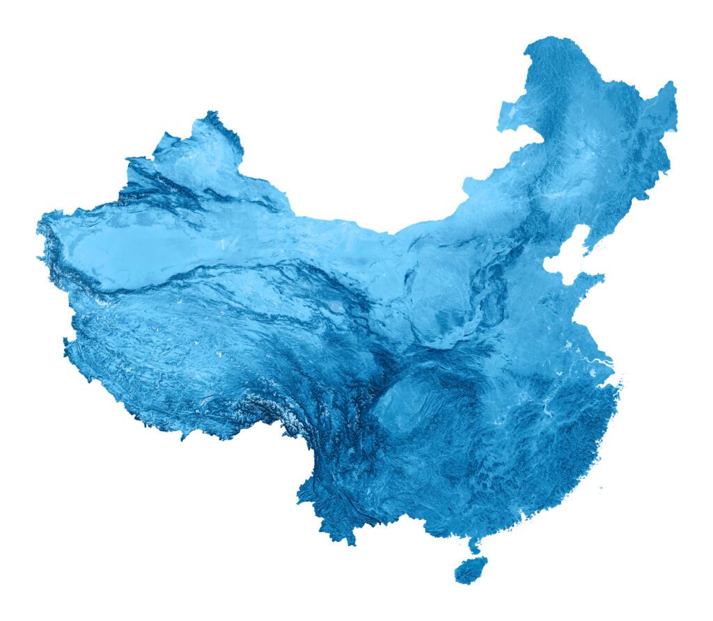 China Topographic Map Isolated