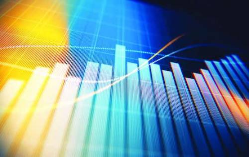 Financial data analysis graph showing search findings. Selective focus. Horizontal composition with copy space.